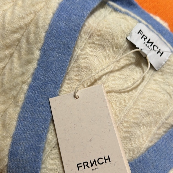 NWT Frnch Paris Margarida Cardigan Multicolor Wool Blend Stripe - Picture 7 of 10